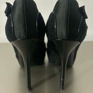 Christian Dior D Charm Pump Black Suede & Satin Heels